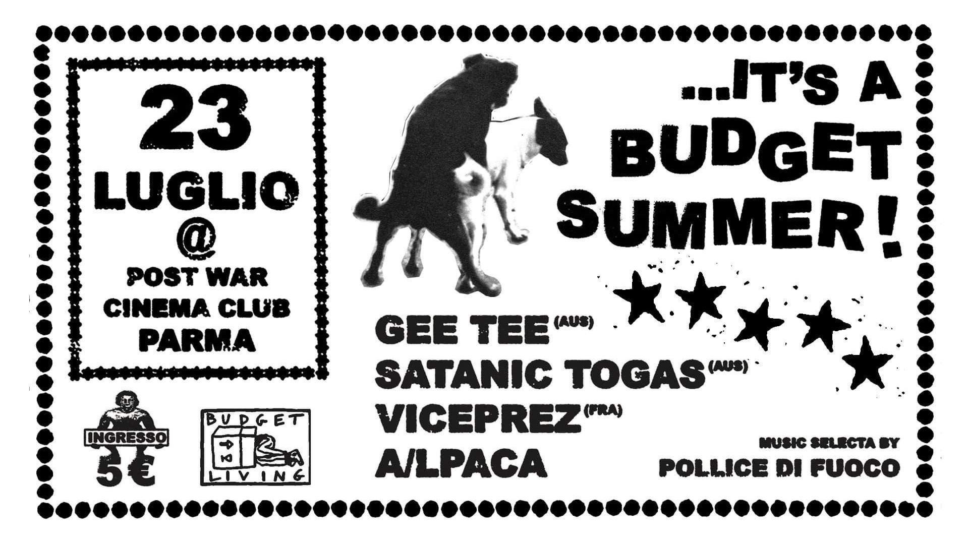 It's A Budget Summer! Gee Tee (Aus) & Satanic Togas (Aus) + Guests - Pwcc (Parma)